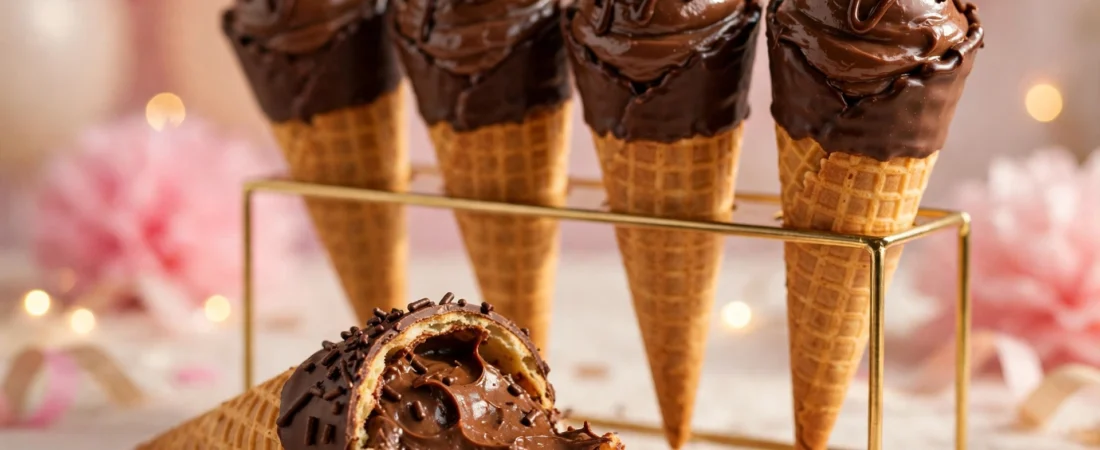Receita de Cone Trufado para Vender: Casquinha Crocante com Brigadeiro Trufado