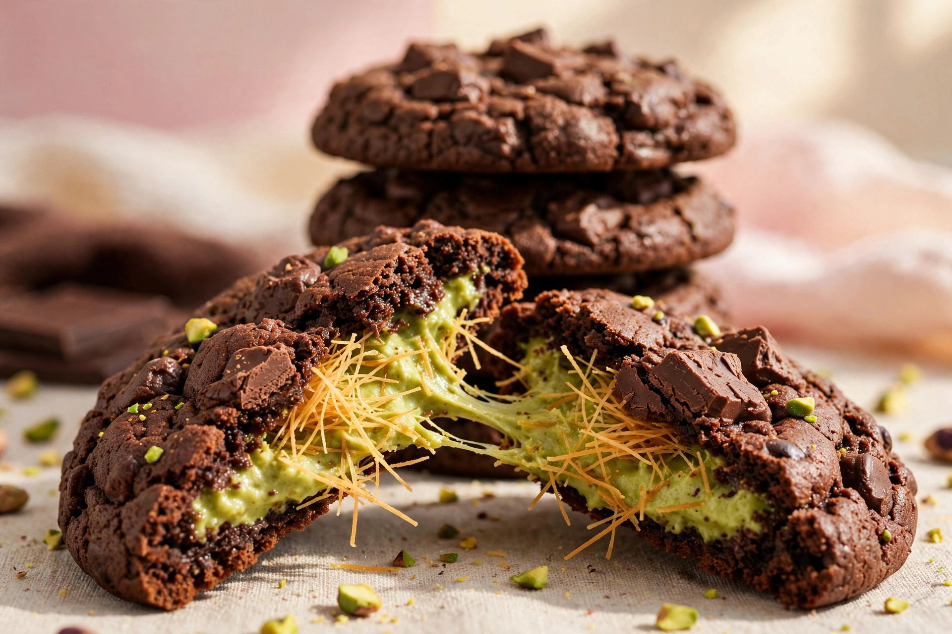 Receita de Cookie Dubai (Cookie de Chocolate Recheado de Pistache Crocante) para Vender