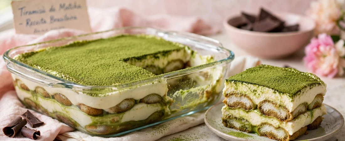 Receita de Tiramisu de Matcha para Vender (o Matcha Tiramisu Verde, Sem Café e Sem Forno)