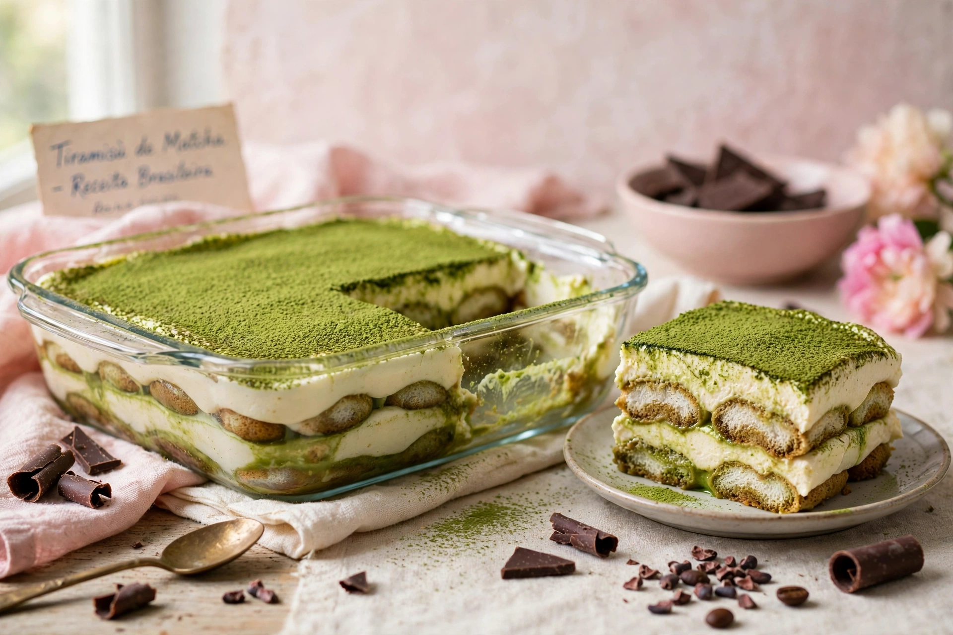 Receita de Tiramisu de Matcha para Vender (o Matcha Tiramisu Verde, Sem Café e Sem Forno)